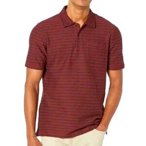 Ted Baker Hillside Regular Fit Striped‎ Textured Polo Men's Small Maroon Navy